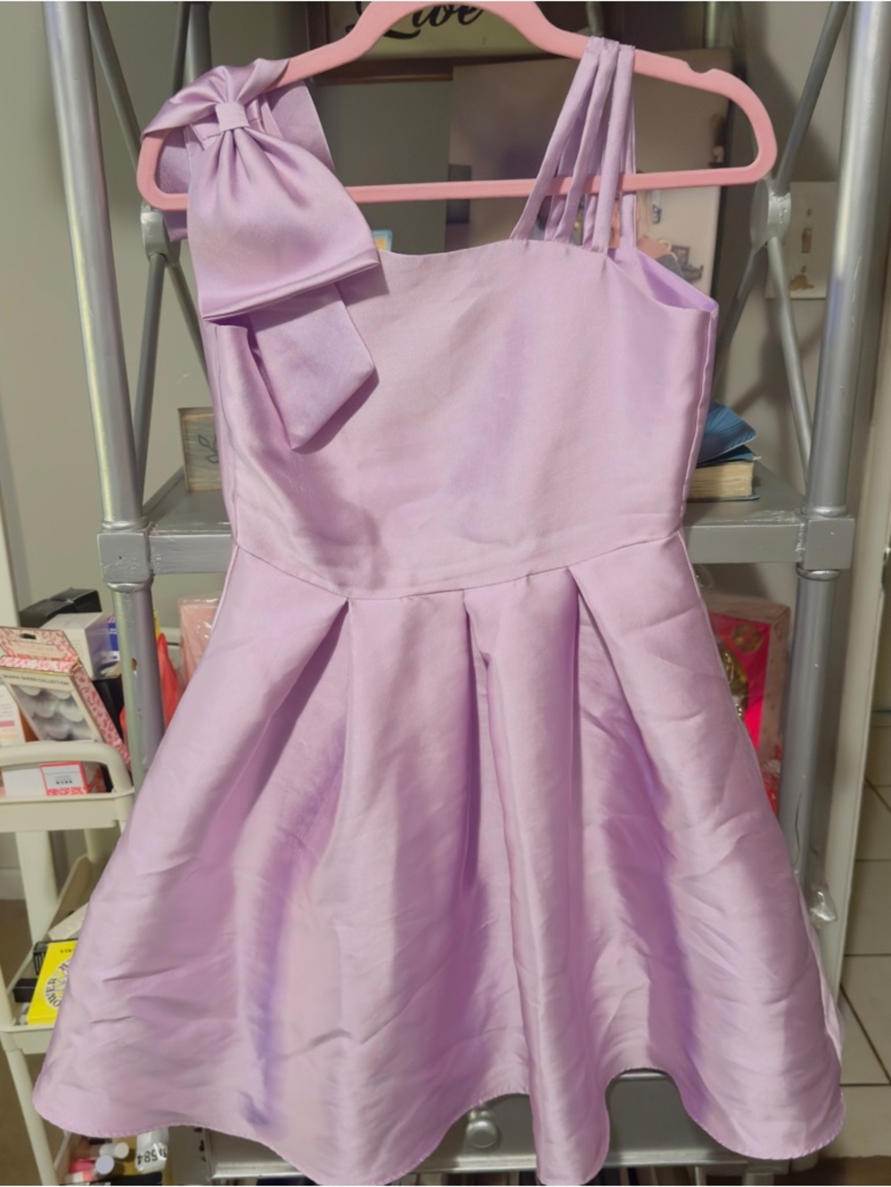 Rare Editions Lilac Bow-Shoulder Party Dress